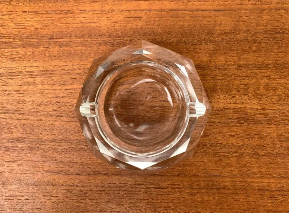Cendrier en cristal vintage, années 1970
