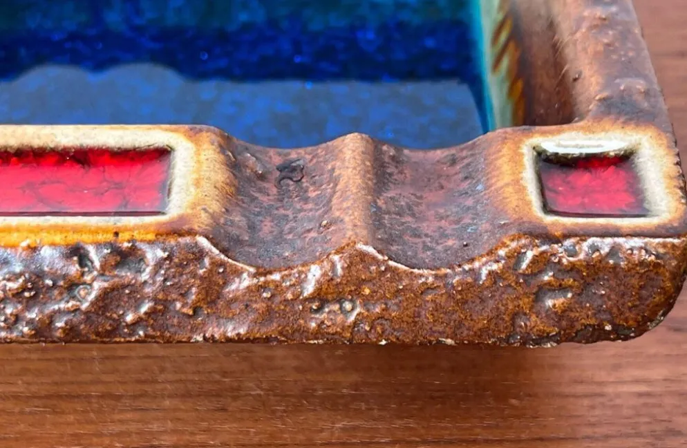 Cendrier en poterie vintage d'Allemagne de l'Ouest WGP Fat Lava, années 1970