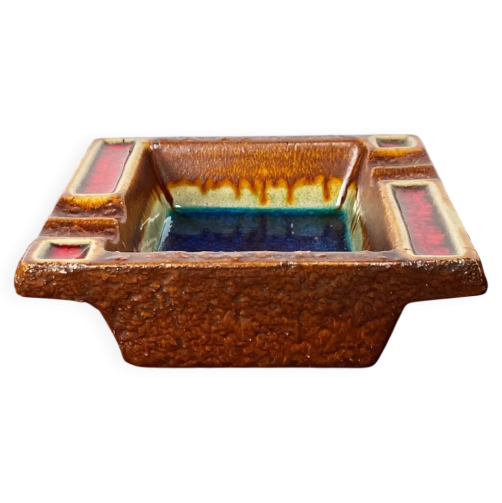 Cendrier en poterie vintage d'Allemagne de l'Ouest WGP Fat Lava, années 1970