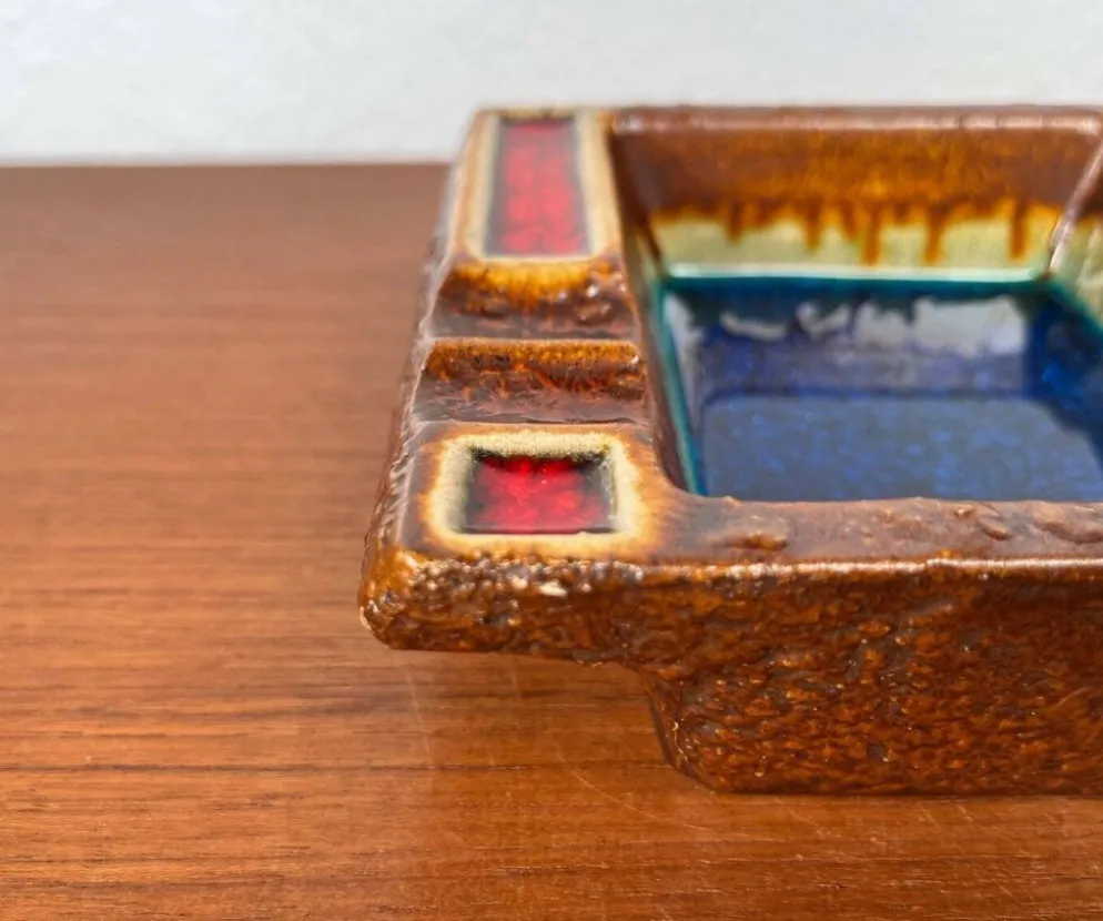 Cendrier en poterie vintage d'Allemagne de l'Ouest WGP Fat Lava, années 1970