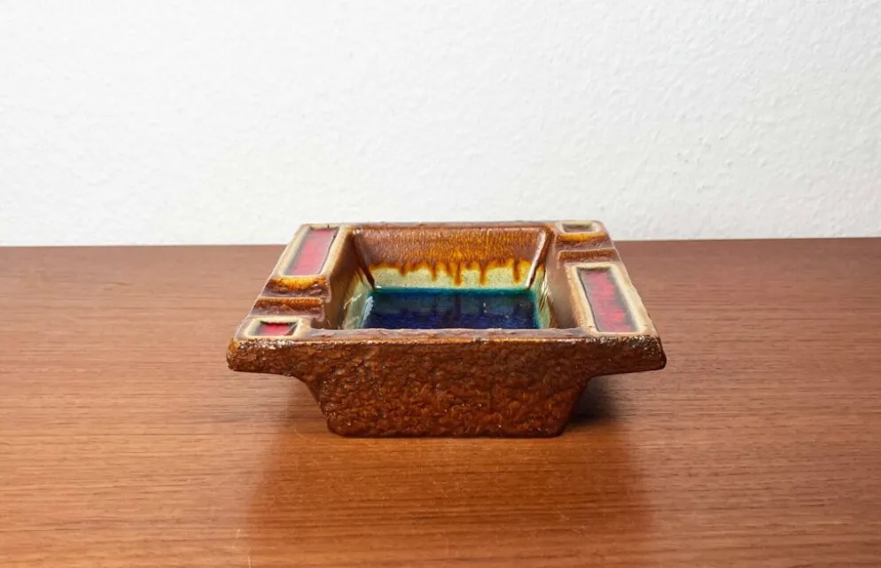 Cendrier en poterie vintage d'Allemagne de l'Ouest WGP Fat Lava, années 1970
