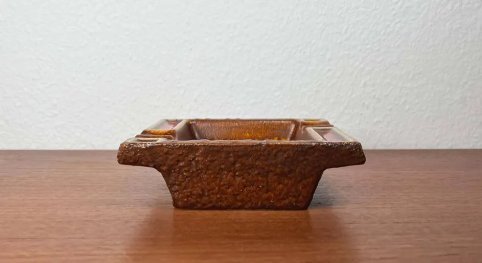 Cendrier en poterie vintage d'Allemagne de l'Ouest WGP Fat Lava, années 1970