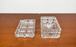 Cendrier en verre cristal empilable et boîte de style mid-century moderne de Julia, Pologne, années 1960, ensemble de 2.