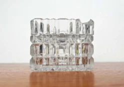Cendrier en verre cristal empilable et boîte de style mid-century moderne de Julia, Pologne, années 1960, ensemble de 2.
