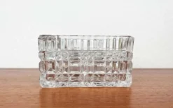 Cendrier en verre cristal empilable et boîte de style mid-century moderne de Julia, Pologne, années 1960, ensemble de 2.
