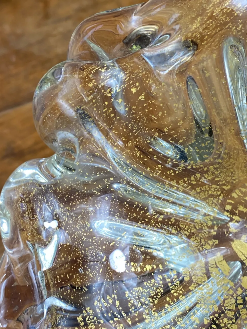 Cendrier en verre de Murano et feuille d’or par Barovier et Toso