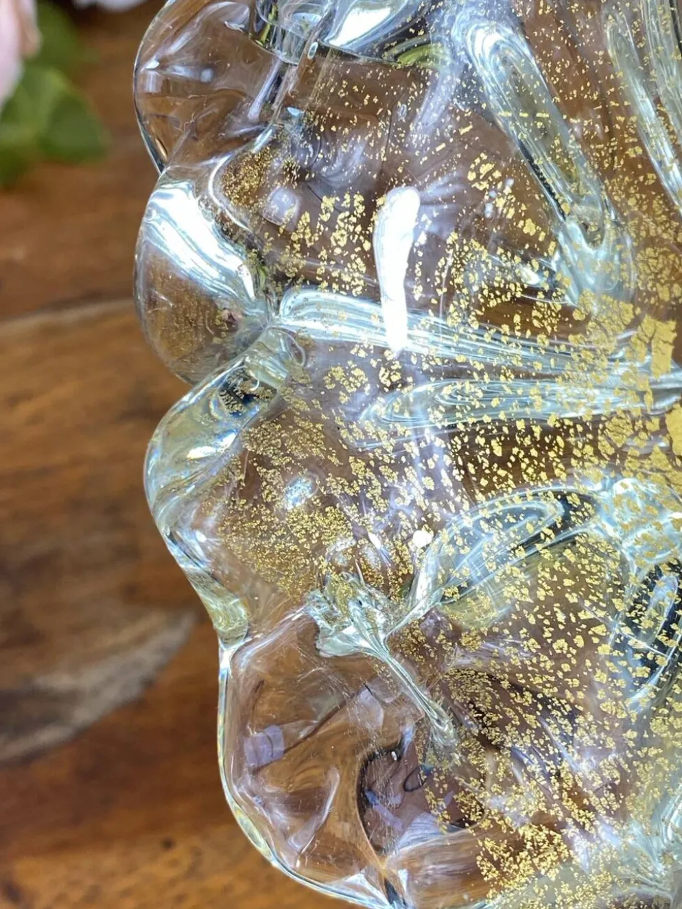 Cendrier en verre de Murano et feuille d’or par Barovier et Toso