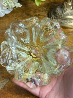 Cendrier en verre de Murano et feuille d’or par Barovier et Toso