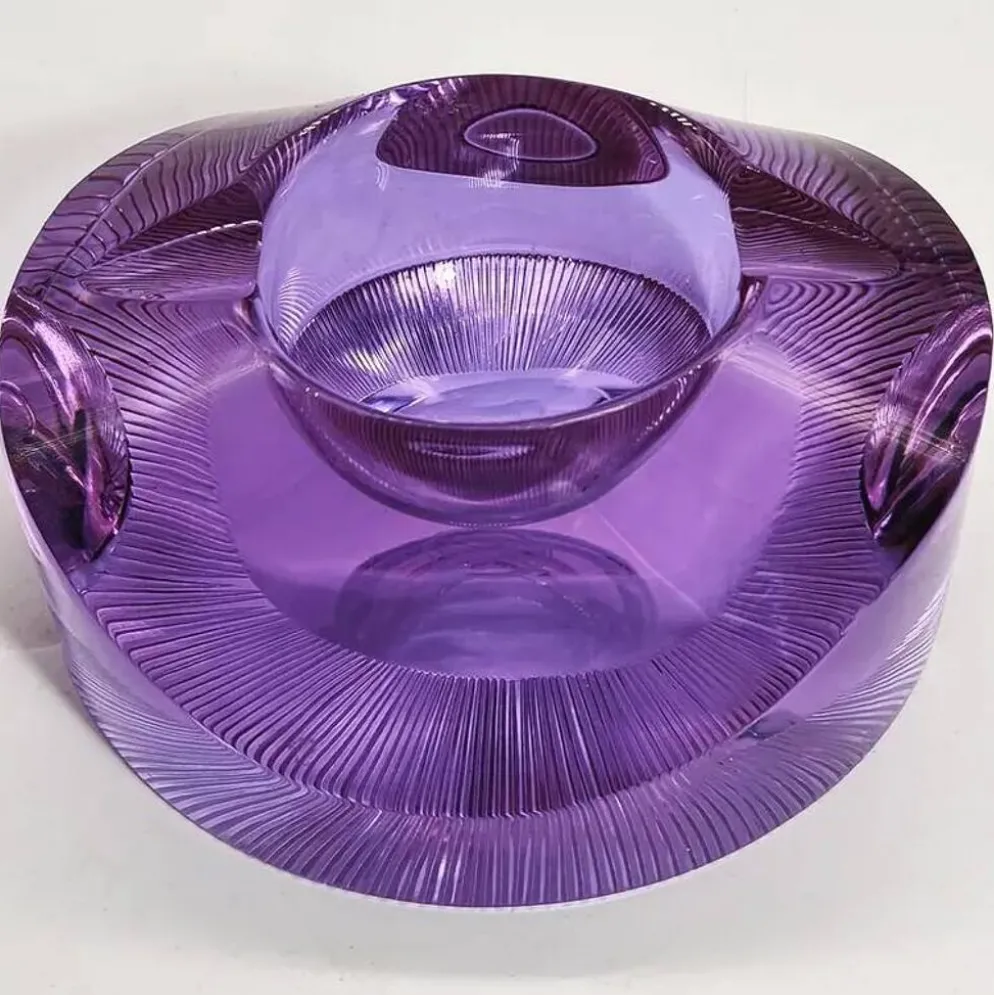 Cendrier en verre violet rare - Moser années 1960