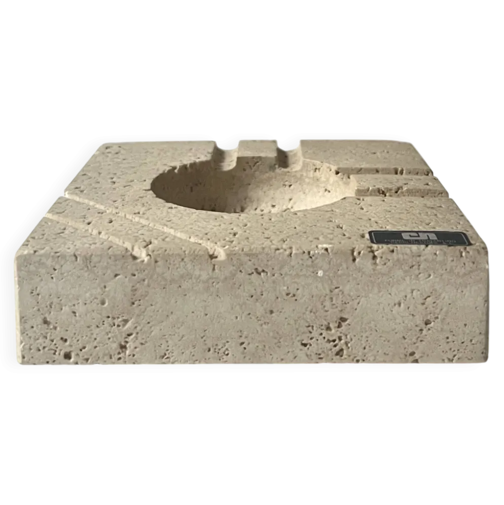 Cendrier italien en travertin sculpté Fratelli Manelli, design 1970