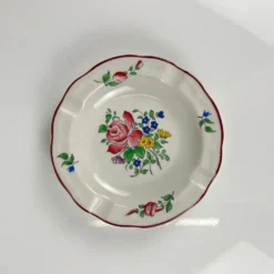 Cendrier, modèle réverbère par KG Lunéville, motif rose