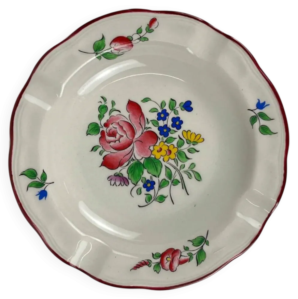 Cendrier, modèle réverbère par KG Lunéville, motif rose