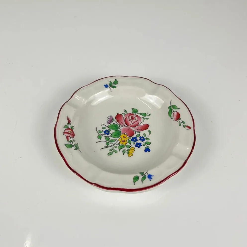Cendrier, modèle réverbère par KG Lunéville, motif rose