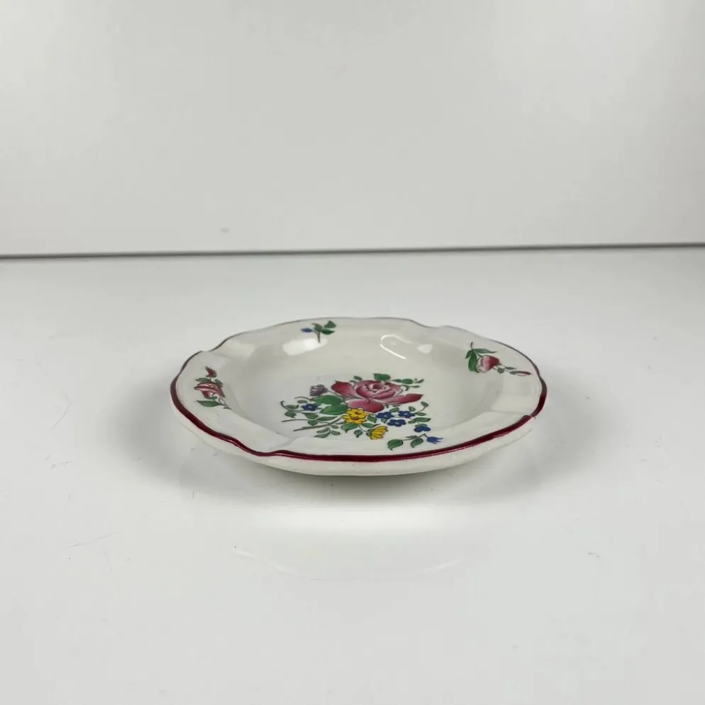 Cendrier, modèle réverbère par KG Lunéville, motif rose