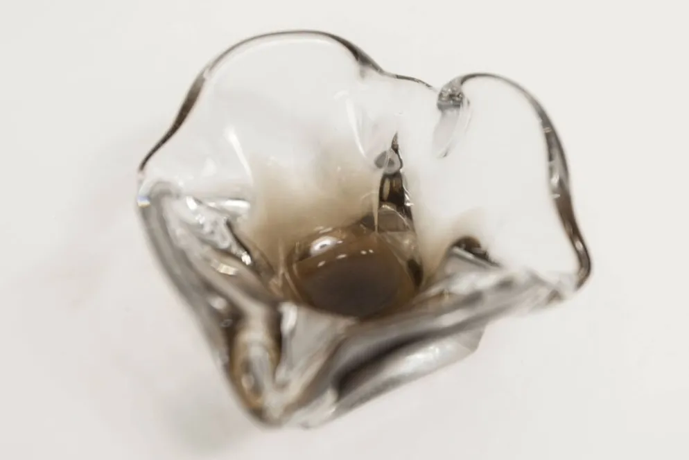 Cendrier murano carré 1960 transparent et marron