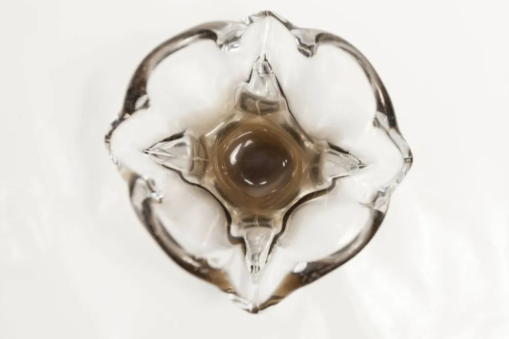 Cendrier murano carré 1960 transparent et marron