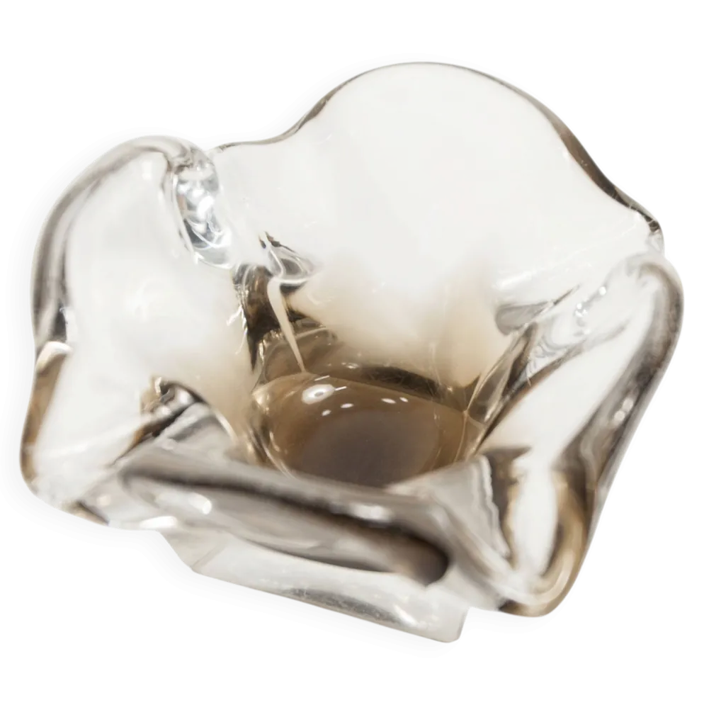 Cendrier murano carré 1960 transparent et marron