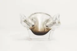Cendrier murano carré 1960 transparent et marron