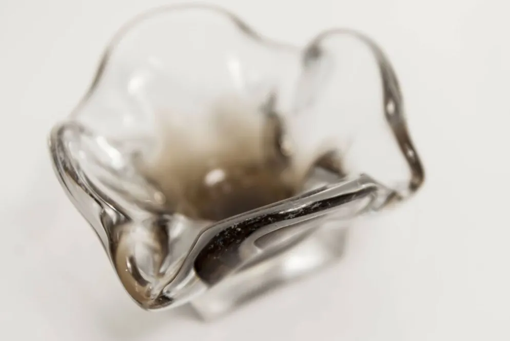 Cendrier murano carré 1960 transparent et marron