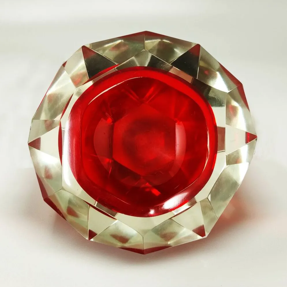 Cendrier ou vide poche étonnant rouge des années 1960 par Flavio Poli pour Seguso