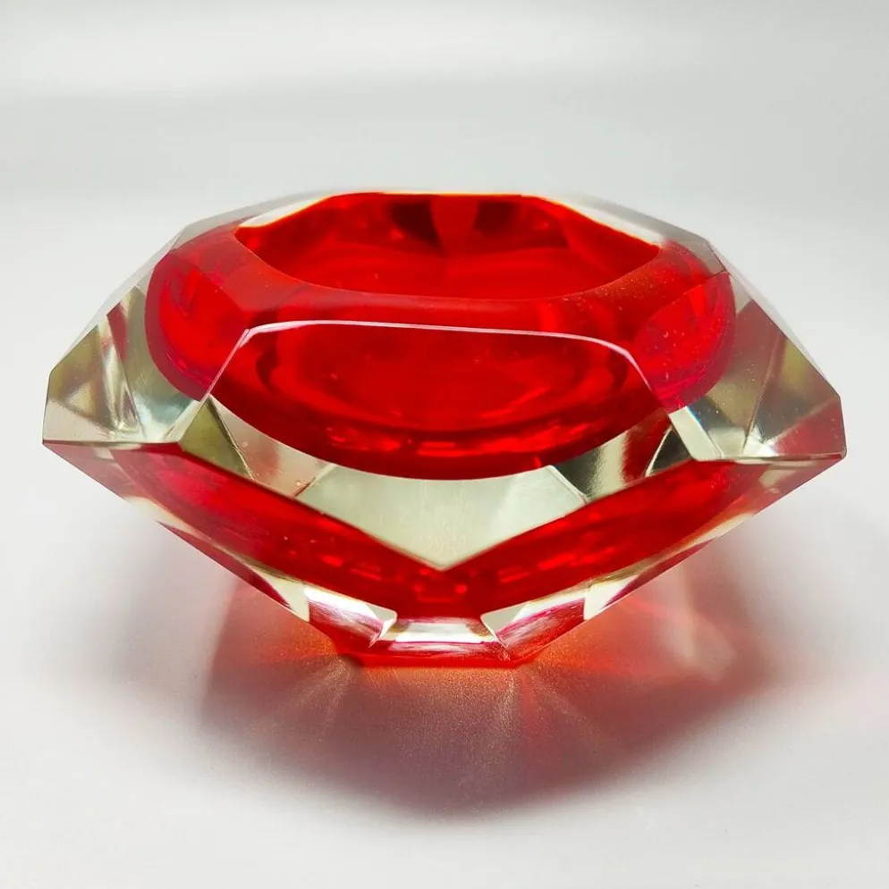 Cendrier ou vide poche étonnant rouge des années 1960 par Flavio Poli pour Seguso