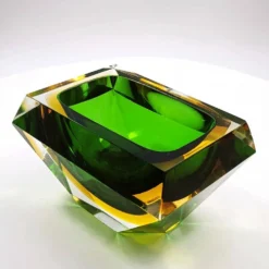 Cendrier rectangulaire multifacette en verre de Murano par Flavio Poli, années 1960