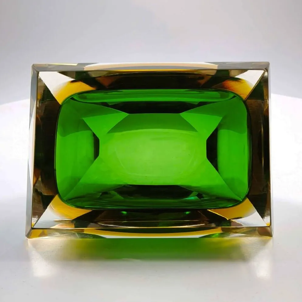 Cendrier rectangulaire multifacette en verre de Murano par Flavio Poli, années 1960