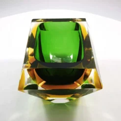 Cendrier rectangulaire multifacette en verre de Murano par Flavio Poli, années 1960