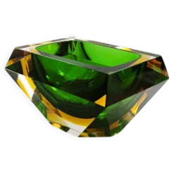 Cendrier rectangulaire multifacette en verre de Murano par Flavio Poli, années 1960