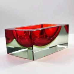 Cendrier rectangulaire , vide-poche en verre de Murano par Flavio Poli pour Seguso, années 1960