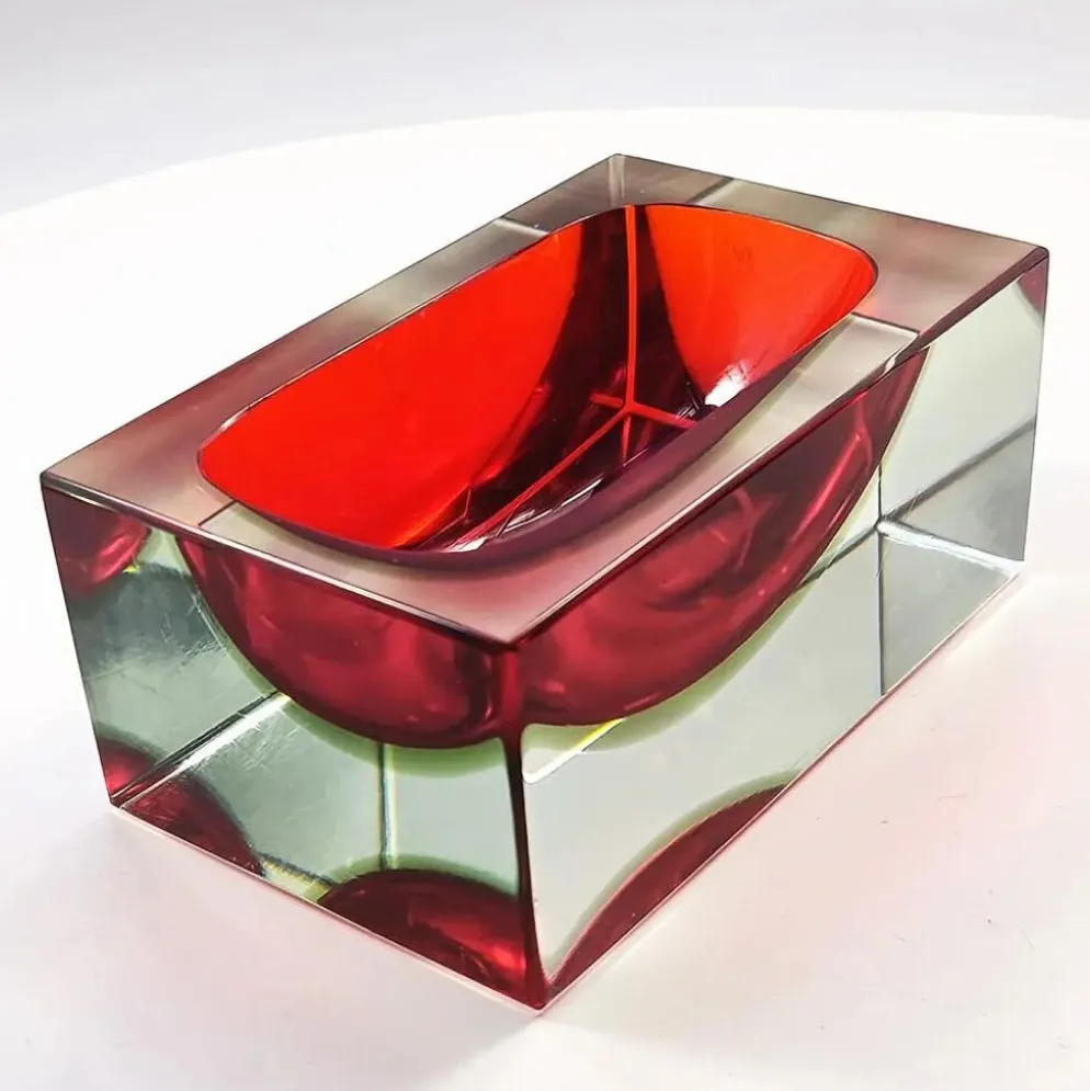 Cendrier rectangulaire , vide-poche en verre de Murano par Flavio Poli pour Seguso, années 1960