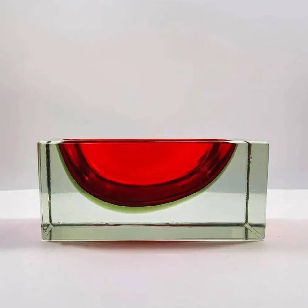Cendrier rectangulaire , vide-poche en verre de Murano par Flavio Poli pour Seguso, années 1960