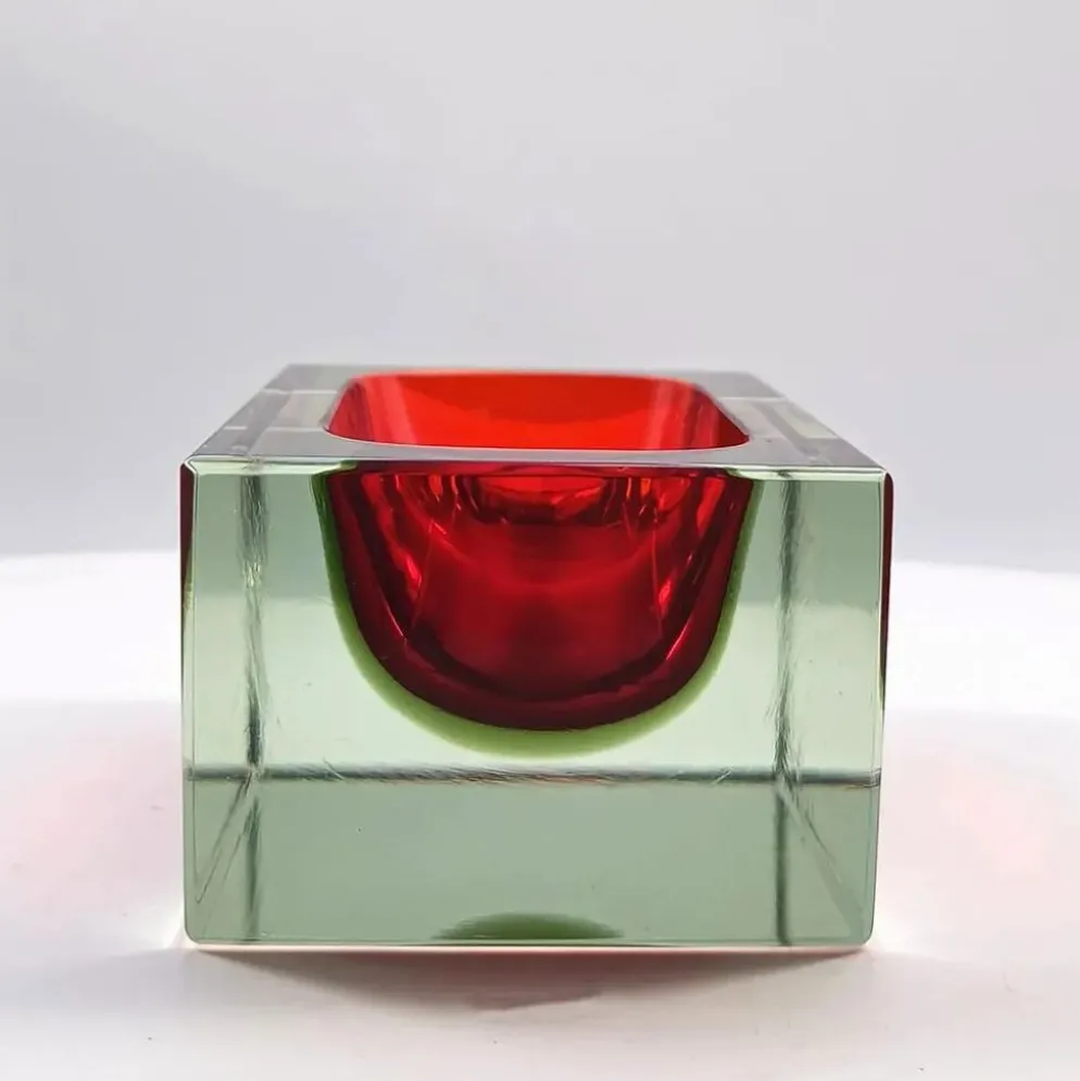 Cendrier rectangulaire , vide-poche en verre de Murano par Flavio Poli pour Seguso, années 1960