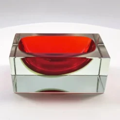 Cendrier rectangulaire , vide-poche en verre de Murano par Flavio Poli pour Seguso, années 1960