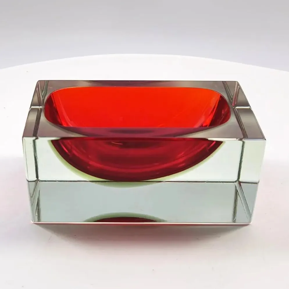 Cendrier rectangulaire , vide-poche en verre de Murano par Flavio Poli pour Seguso, années 1960