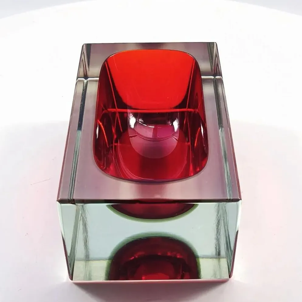 Cendrier rectangulaire , vide-poche en verre de Murano par Flavio Poli pour Seguso, années 1960