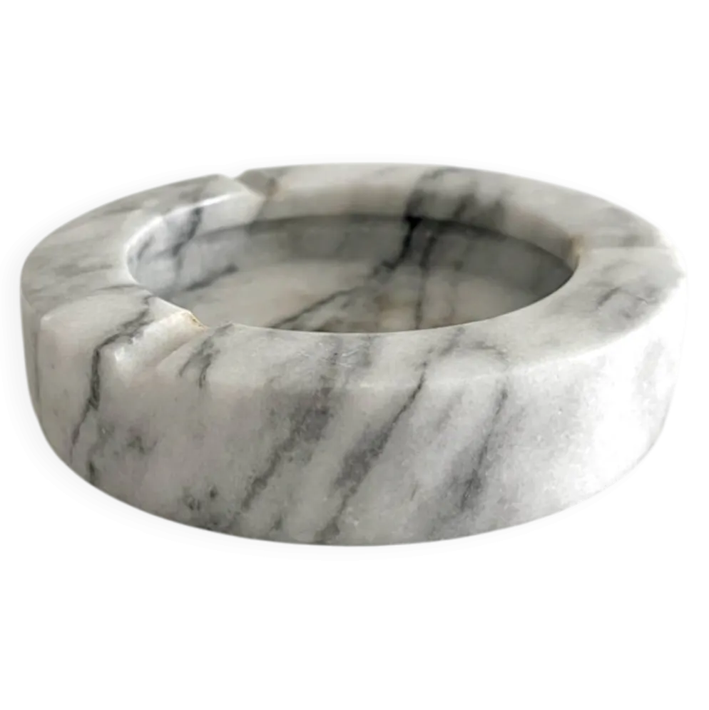 Cendrier rond en marbre gris vintage