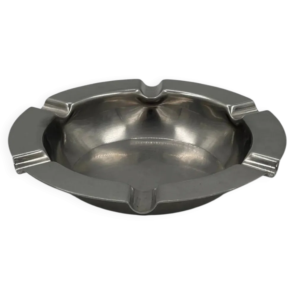 Cendrier rond vintage en acier inoxydable