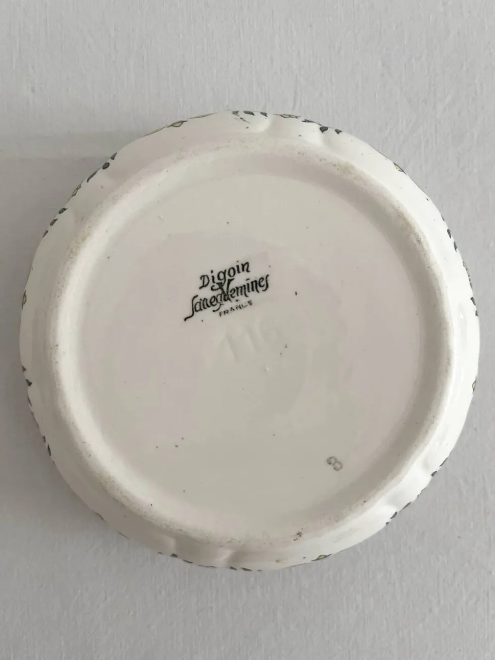 Cendrier rond vintage en faïence Digoin Sarreguemines