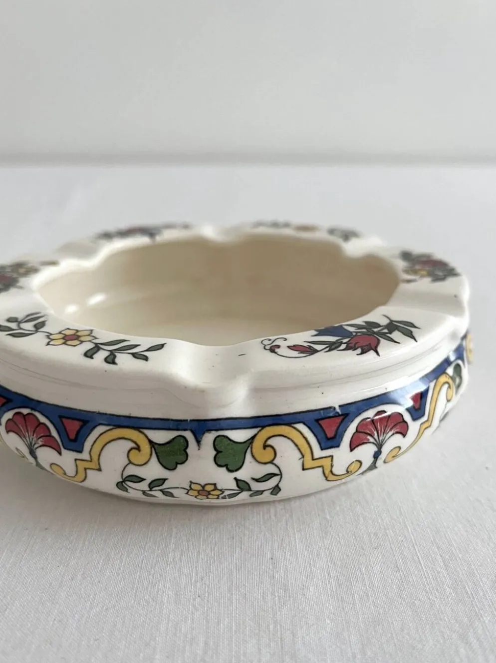 Cendrier rond vintage en faïence Digoin Sarreguemines