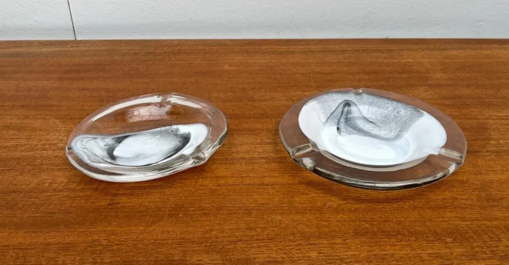 Cendriers en verre d'art postmoderne par Hans Jürgen Richartz pour la collection d'art Richartz, années 1980, ensemble de 2