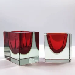 2 cendriers rectangulaires en verre de Murano par Flavio Poli pour Segus, années 1960