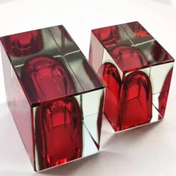 2 cendriers rectangulaires en verre de Murano par Flavio Poli pour Segus, années 1960