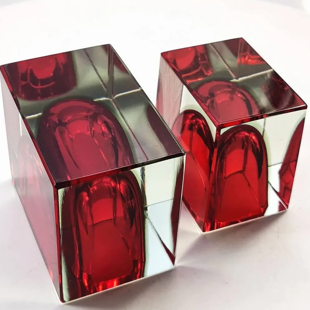 2 cendriers rectangulaires en verre de Murano par Flavio Poli pour Segus, années 1960