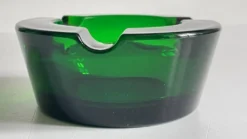 Cendrier verre vert vintage