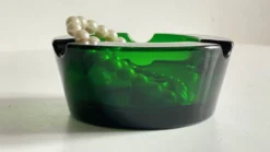 Cendrier verre vert vintage