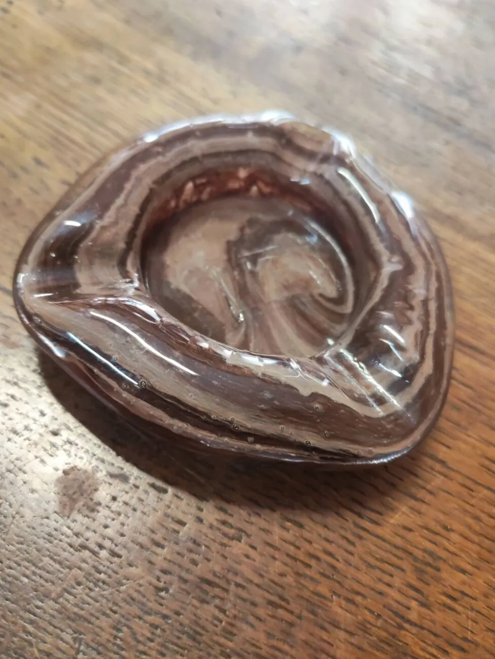 Cendrier vide poche en pâte de verre style Op -Art