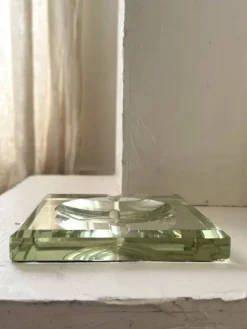 Cendrier vide-poche moderniste en verre et miroir, Jean Luce