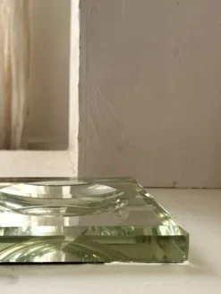 Cendrier vide-poche moderniste en verre et miroir, Jean Luce