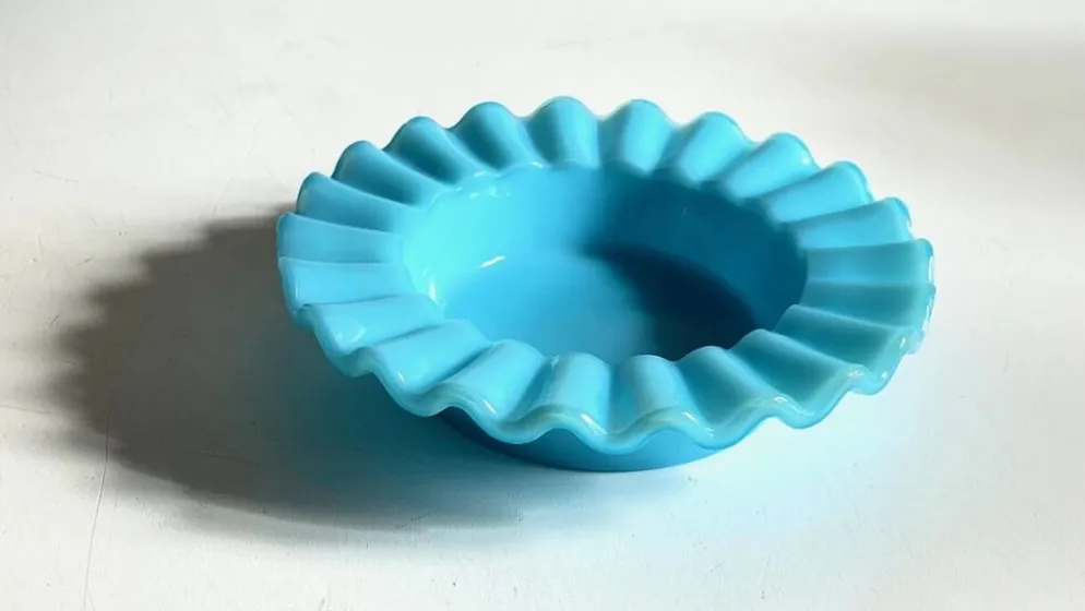 CENDRIER Vide-Poche Verre OPALIN Bleu